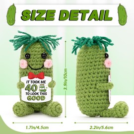 A AIFAMY Inspirational Birthday Gifts for Women Men, Crochet Pickle Doll for 40th 50th 60th, Funny Cucumber Toy with Cheerful Card for Men Women Pickle Lovers (40th Birthday)