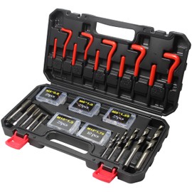 Yalblee Helicoil Thread Repair Kit, 131 PC Metric Thread Repair Kit in M5 M6 M8 M10 M12 with HSS Drill Bits Inserts Taps Break Off Tools, Rethreading Tool Kit Restore Spark Plug, Cylinder Insertion