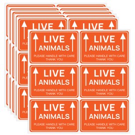 60PCS Live Animals Stickers for Airline Cargo,2x3 Inches Please Handle with Care This Side Up Warning Stickers,Live Animal Transport Labels for Travel,Shipping,Packing,Dog Kennel,Cats,Pets Carriers