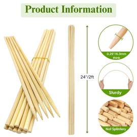 100 PCS 2FT (24 Inch) Bamboo Plant Stakes – Natural Bamboo Sticks for Indoor & Outdoor Plants – Garden Stakes & Plant Support Stakes for Tomato, Beans, Climbing Plants & More – VESYMAN
