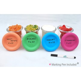 Elk and Friends 4oz Borosilicate Glass Baby Food Storage Jars with Silicone Lid | Strong Glass | Set of 12 | Microwave, Oven & Dishwasher Safe | Infant and Babies