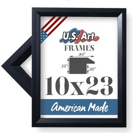 US Art 10x23 Inches Custom Cut Designer Black Picture Poster Solid Real Poplar Wood .84 inch Moulding