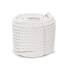 Aoneky 1/2 5/8 3/4 7/8 inch Nylon Twisted Rope - White Pull Rope Cord (3/8 inch x 100 ft)