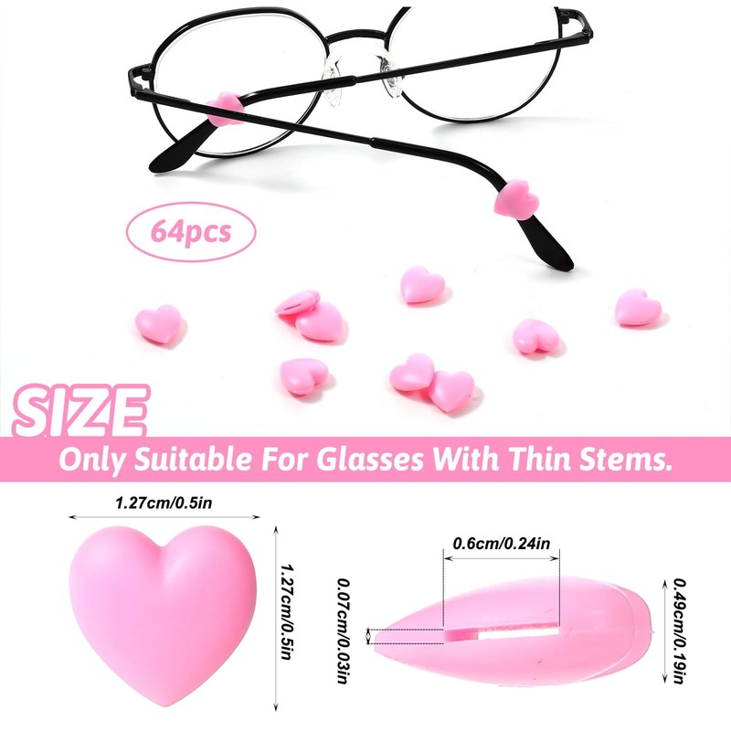 MBAIYO 32 Pairs Heart Eyeglass Ear Grips, Cute Anti-Slip Retainers