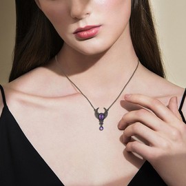 HUKKUN Gothic Moon Necklace Sterling Silver Black Moon Pendant Necklace Gothic Jewellery Gifts for Women, Sterling Silver