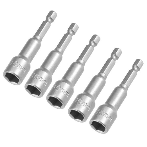 uxcell 5 Pcs 1/4" Quick-Change Hex Shank 10mm Magnetic Nut
