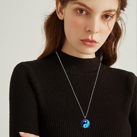 Yin Yang - Collar con colgante de filosofía china, símbolo taoísta, talismán, taichi, yoga, acero inoxidable, collar con dije para mujeres, hombres, novia, novio, San Valentín, cumpleaños, Acción de Gracias, Navidad, Acero inoxidable, N/C