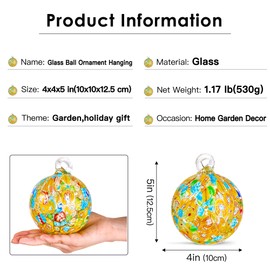 Hand Blown Glass Witch Ball,Glass Ornament Hanging Garden Gazing Ball Indoor Outdoor Home Décor. (5)