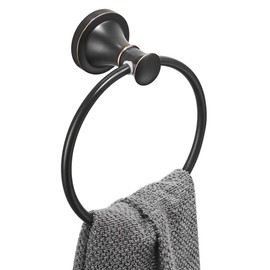 BESy SUS304 - Toallero de Acero Inoxidable para baño con Anilla, Oil Rubbed Bronze, Round Pedestal, 1