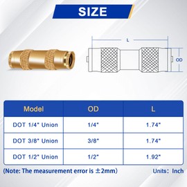 Daptemn 1/4" Quick Connect Air Hose Fittings, 15PCS DOT Brass Push to Connect Fittings 1/4" OD Tube Straight Union, Air Brake Line Fitting for Replace Semi Truck Accessories