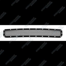 APS Compatible with 11-14 Chevy Silverado 2500 3500 Stainless Black Bumper Mesh Rivet Stud Mesh Grille CL6832H