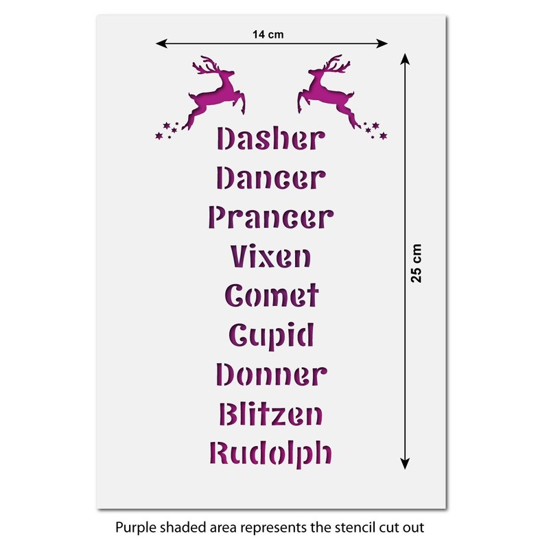 CraftStar Santa's Reindeer Names Stencil - Reusable Christmas Craft/Airbrush Stencil