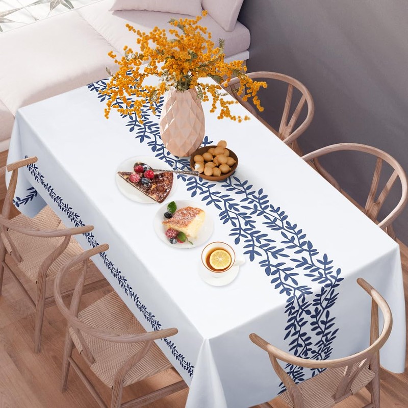 ausurme Table Cloth,Wipeable Tablecloth, PVC Plastic Rectangular Table Cover Protector,Waterproof