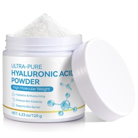 Hyaluronic Acid Powder for Face - High Purity, Water-Soluble Hydrating Powder for DIY Serum, Moisturizer, Skin Care Routine - Deep Moisture, Fine Lines, Anti-Aging Support 120G