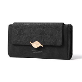 GOIACII Long Wallet for Women Large Wallet Card Holder Leather Women Zip Coin Purse Ladies