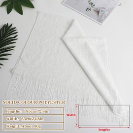 Jeffdad Women's Floral Lace Scarf Shawl wif Tassels for Women's Evening Dress Evening Party Mesh Wedding Shawls (White B)