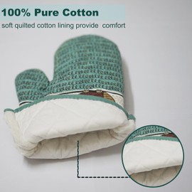 Oven Mitts and Pot Holders Sets, Funny Owl Kitchen Oven Mitts Heat Resistant 500 Degrees, Pure Cotton Hot Pads and Oven Mitts Sets for Baking,Cooking,BBQ Grilling-(Owl, 4Pcs)