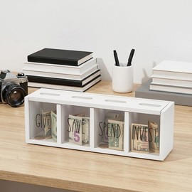 UNICRAFTALE 4-Slot Wooden Money Saving Box Wall Mounted Savings Bank