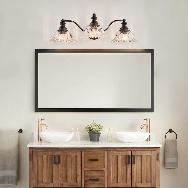 XIEDUN Farmhouse Vanity Lights for Bathroom Vanity Light Fixtures Black