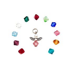 Birthstone Angel Charms, add on birthstone crystal pendant for necklaces bracelets and more, birthstone jewelry, birthstone charms, crystal (August Peridot Green)