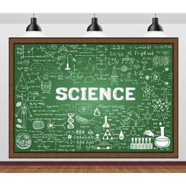 Loccor 7x5ft Fabric Science Birthday Backdrop School Science Lab Classroom Chalk Blackboard Formulas and Calculations Background for Mad Scientist Birthday Party Decor Photoshoot Props