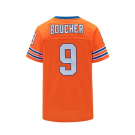 Youth Football Jersey Bobby Boucher #9 The Waterboy Adam Sandler Movie Shirts for Kids Small Orange