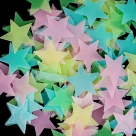 Mini Glow-in-the-Dark Star Wall Stickers for Interior Decor 80p Yellow 5ea