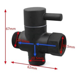 Shower Diverter Valve, G1/2 Inch Brass Shower Arm Shut-Off Valve Replacement, 3 Way Water Diverter Valve for Wahing Machine (Black)