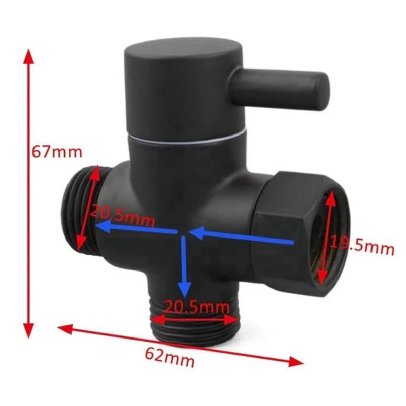 Shower Diverter Valve, G1/2 Inch Brass Shower Arm Shut-Off Valve