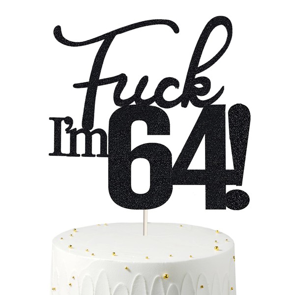 64 decoraciones para tartas, 64 decoraciones para tartas de cumpleaños, purpurina negra, divertida decoración para tartas 64 para hombres, 64 decoraciones para tartas para mujeres, decoraciones de 64 cumpleaños, 64 cumpleaños, 64 cumpleaños