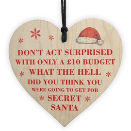 Red Ocean FUNNY Secret Santa Gift Present Wood Heart Secret Santa Gift For Women Men