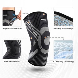 INDEEMAX Knee Support Brace 2 Pack - Compression Knee Sleeves for Men Women Arthritis, Joint Pain, Ligament Injury, Meniscus Tear, ACL, MCL, Tendonitis, Running, Gym, Squats, Sports - S
