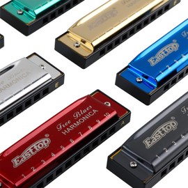 East Top Harmonica Set, 7 Tone Set, Beginner, 7 Tone (A, B, C, D, E, F G), 10 Holes Harmonica, 10 Holes, Stainless Steel Cover, Diatonic Harmonica, Clean Cloth, For Beginners, Professionals, Study,