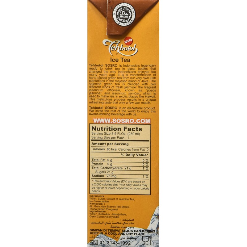 Sosro Teh Botol Jasmine Tea, 8.5 Fluid Ounce (Pack of