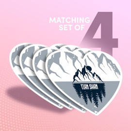 Vinyl Heart Stickers (Set of 4) 10cm - Tian Shan Mountain Range Forest for Laptops, Tablets, Luggage, Scrap Booking, Fridges #60247