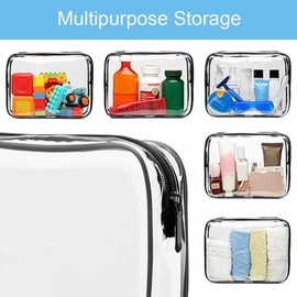 Set of 4 Transparent Cosmetic Bags Toiletry Bag Transparent Make Up Bag Cosmetic Bag Travel Set Cosmetic Bag Transparent Toiletry Bag PVC Waterproof Zip Bags (4 Sizes), transparent, Transparent