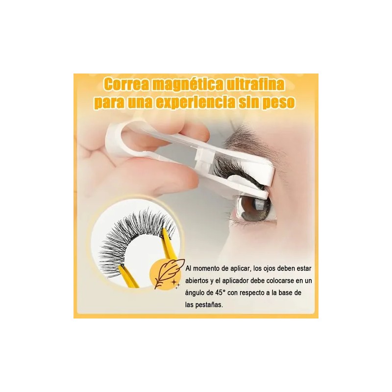 2 Pares Pestañas Magnéticas Natural Reutilizables + Aplicador Aspecto Natural