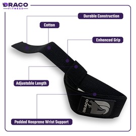 DRACO FITNESS Padded Neoprene Lifting Wrist Straps for Weightlifting, Bodybuilding, Powerlifting, Strength Training, Deadlifts