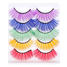 Lurrose Fake Eyelashes, Long Eyelashes, Makeup Natural False Eyelashes, Natural False Eyelashes, Ultra Dense, Recitals, Stage Makeup, Halloween, 5 Pairs
