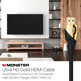 Monster UHD Gold Cable HDMI de 1,8 m, soporta resolución 4K, velocidades de 60 Hz y 21 Gigabytes por segundo, compatible con televisores OLED y QLED