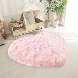 AIMCO Heart Shaped Rug Carpet, Rug, Stylish, Breathable, Rug, Washable, Antibacterial Dust Mite, Soft Feel Flannel Carpet, All Seasons, Carpet, Rug, Rug, Anti-Slip, Carpet, Living Room Party
