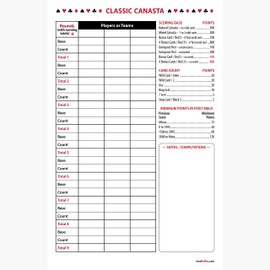 Classic Canasta Score Pads (3 Pads, 50 Sheets Each) Enjoy The Original. Made in The USA.
