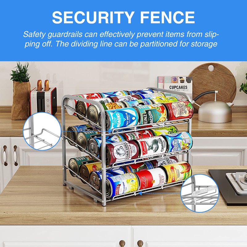 AIYAKA 3 Tier Stackable Can Rack Organizer,for food storage,kitchen cabinets