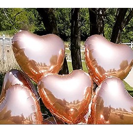Party Balloons 10x Rose Gold Heart 18” Inch Foil Balloons Helium Air Birthday Party Wedding Décor Fun