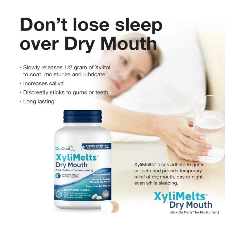 OraCoat XyliMelts Dry Mouth Relief Oral Adhering Discs Slightly Sweet