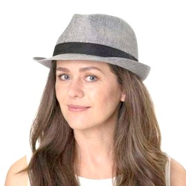 Lipodo Melange Trilby Fabric Hat Women/Men - Fabric Hat - Fedora with Raised Brim - Summer Hat with Trim Band - Grey Mottled Look - Unisex - Spring/Summer, mottled grey