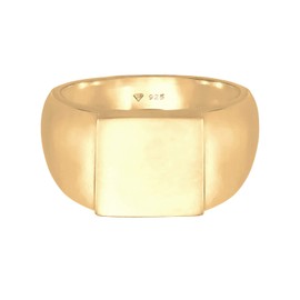 Kuzzoi 0607352420 Men's Signet Ring Gold-Plated Band Ring Solid (11 mm) in 925 Sterling Silver, Golden Biker Jewellery with Rectangular Surface, Ring for Men Polished Ring Size 54 - 66, Sterling