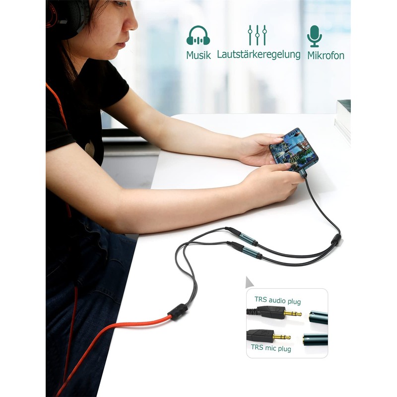LOKUKA USB C Headphone and Microphone Adapter, 2 in 1