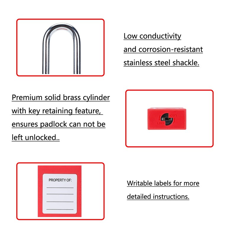 Allucky Lockout Tagout Locks, 10pcs Safety Locks Keyed Differently(Come with