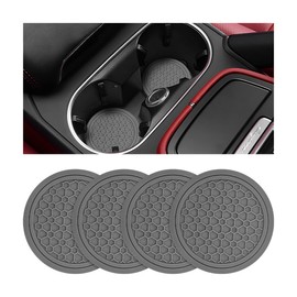 KHGUZ 4PCS Car Cup Coasters, Non-Slip Automotive Insert Cup Holder Pad, Waterproof Dustproof Vehicle Interior Decorative Embedded Drink Mat Accessories, Universal for RV, SUV, Truck (Gray)